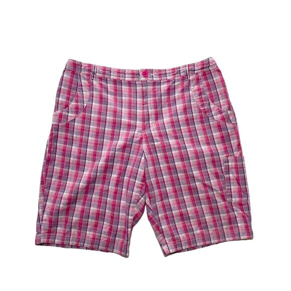 Basic Editions, Size Large, Pink Plaid Bermuda Shorts - Picture 1 of 9